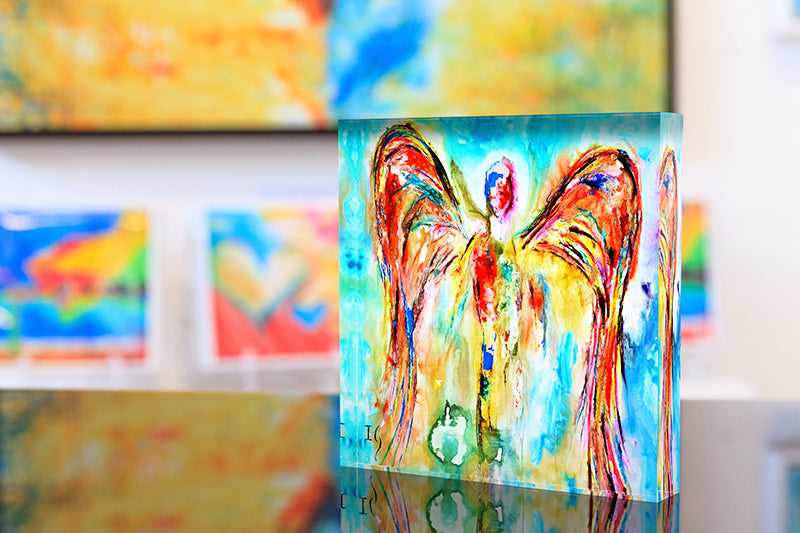 Acrylic artwork inspired by Ivan's interaction with the angel Azel and the message 'You are God's masterpiece' (Ephesians 2:10). Captures the transformative effect of realizing our identity in God's eyes