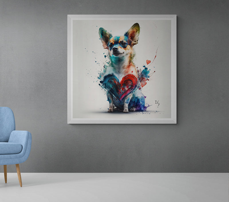 Chihuahua dog portrait painting, custom pet art with vibrant colors