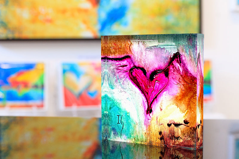 Romantic acrylic artwork by Ivan celebrating love, marriage, and commitment. A meaningful reminder of the intimacy of love. 3D design, no installation needed.
