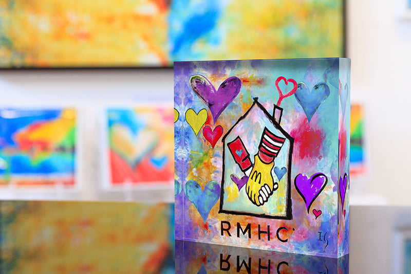 Artwork commemorating McDonald's decades-long dedication to children and families globally. Reflects the enduring values that unite and support families in every situation.
